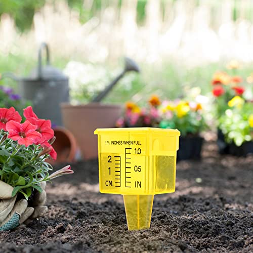 10&15&20P Rain Gauge Outdoor, 1.5" Sprinkler Gauge Lawn Water Gauge for Rain with Wide Mouth Water Measuring Tool for Yard Garden Lawn Deco (10, Yellow)