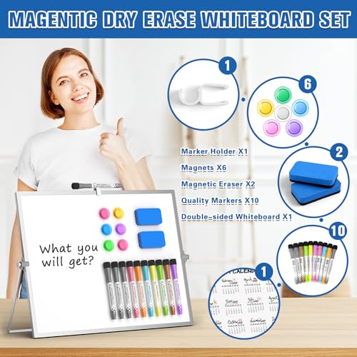 Grtard Magnetic Dry Erase Board with Stand, 18''x14'' Desktop Whiteboard - color: Silver, size: 18"W x 14"H