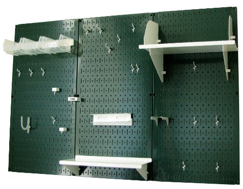 Wall Control Pegboard Organizer 4 ft. Metal Pegboard Standard Tool Storage Kit with Green Toolboard and White Accessories - color: Green Pegboard with White Accessories