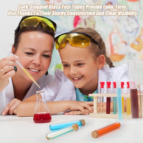 Thyle Glass Test Tubes Bulk with Cork Clear Stoppers, 25x140mm/45ml, 100 Pcs - size: 25x140mm/45ml