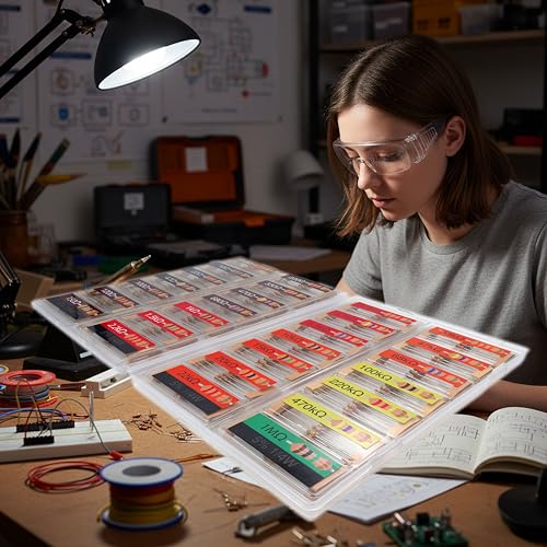 EEEEE 1/4w 28 Values 560pcs with 5% Carbon Resistor Assortment Kit and Electrical Industrial Assorted Set K Ohm Pack for Led Lights (2.2 Ohm - 1M Ohm)