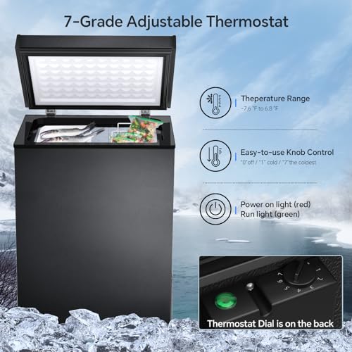 Kismile 3.2 Cubic Feet Chest Freezer, Small Deep Freezer for Home, Black - color: Black, size: 3.2 Cu.ft