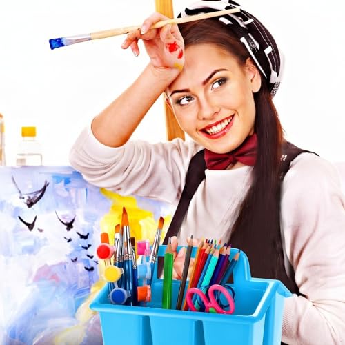 GlikCeil 24 Pcs Classroom Caddy Storage Basket with Handle,Multicolor - color: Multicolor
