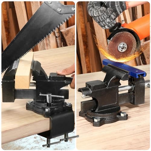Bench Vise, 6" Table Vise For Workbench,2-in-1 Multi-Purpose Heavy Duty Bench Vice With Multifunctional Soft Jaws, 270° Swivel Base Home Vise for Woodworking,Home Workshop,Welding and DIY - size: 6 IN