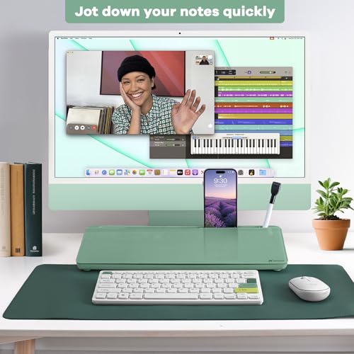 Varhomax Glass Desk Whiteboard with Storage - color: Green