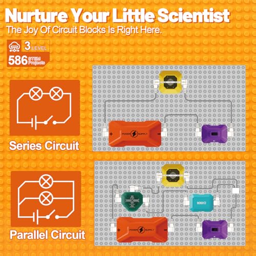 Science Kits for Kids - STEM Kits for Kids, Electronics Exploration Kit, Over 420 Projects, 50 Circuit Parts with Bubble Maker,Fan & Flying Helicopter, STEM Educational Toy Gifts for Boys& Girls - style: D9003-50 Circuit Parts