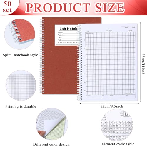 gisgfim Carbonless Chemistry Lab Notebook, 50 Sets, 100 Sheets Total