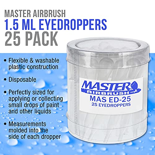 Master Airbrush 25 Pipette Eyedroppers, Liquid Transfer and Airbrush Paint