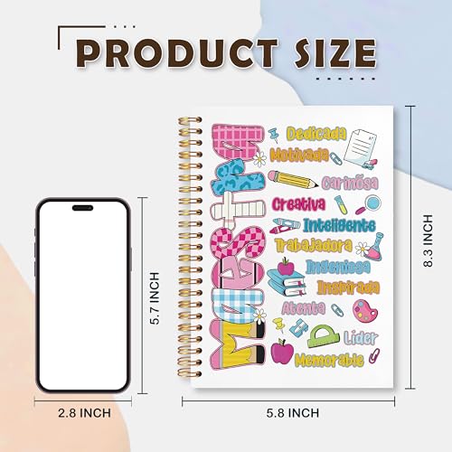 VIIJJUE Spanish Teacher Maestra Appreciation Gifts Notebook, Regalos Para Maestras Mujeres, Back to School Gifts for Teachers, Spanish Educator Hardcover Spiral Notebooks, 5.5x8.3 Inch-02 - color: Spanish Teacher-02