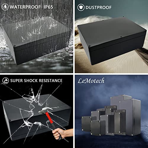 LeMotech ABS Plastic Electrical Project Case Power Junction Box, Project Box Black 10.4" x 7.2" x 3.7" (263 x 182 x 95 mm)(Pack of 1) - color: Black (1 pack), size: 10.4" x 7.2" x 3.7"