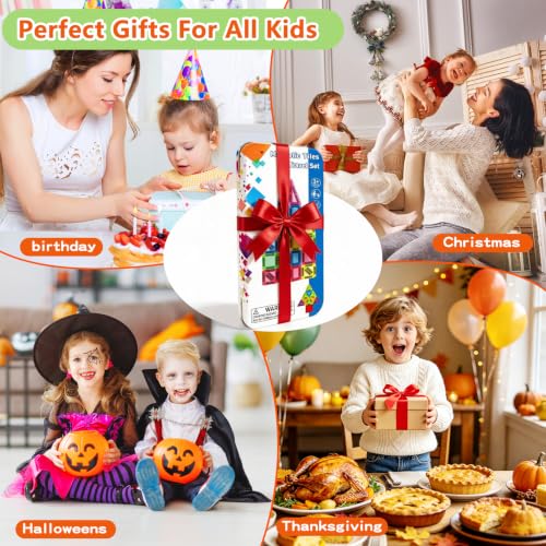 Mini Magnetic Tiles for Kids, 35PCS Travel Magnet Set with Iron Case - color: Color-5