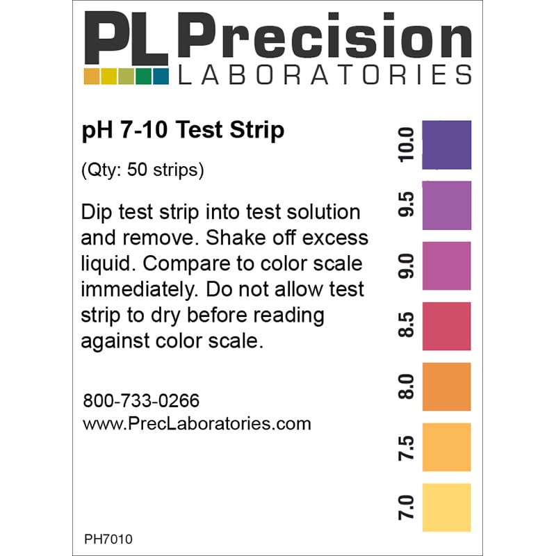 Eisco pH Test Strips 7-10, pH Strips for Water Testing, 0.5 Step Increments