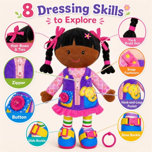 June Garden 15" Scarlett Montessori Learn-to-Dress Plush Doll - color: Scarlett