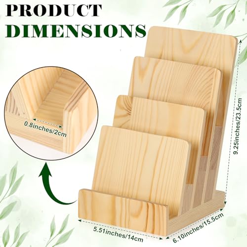 4 Tier Pine Wood Brochure Display Stand 6 x 9 inch Brochure Holder Pamphlet Display Stand for 5.5 x 8.5 inch 5 x 7 inch Booklets Menus Postcard Holder Multi Purpose Organizer - color: Wood Color Pine