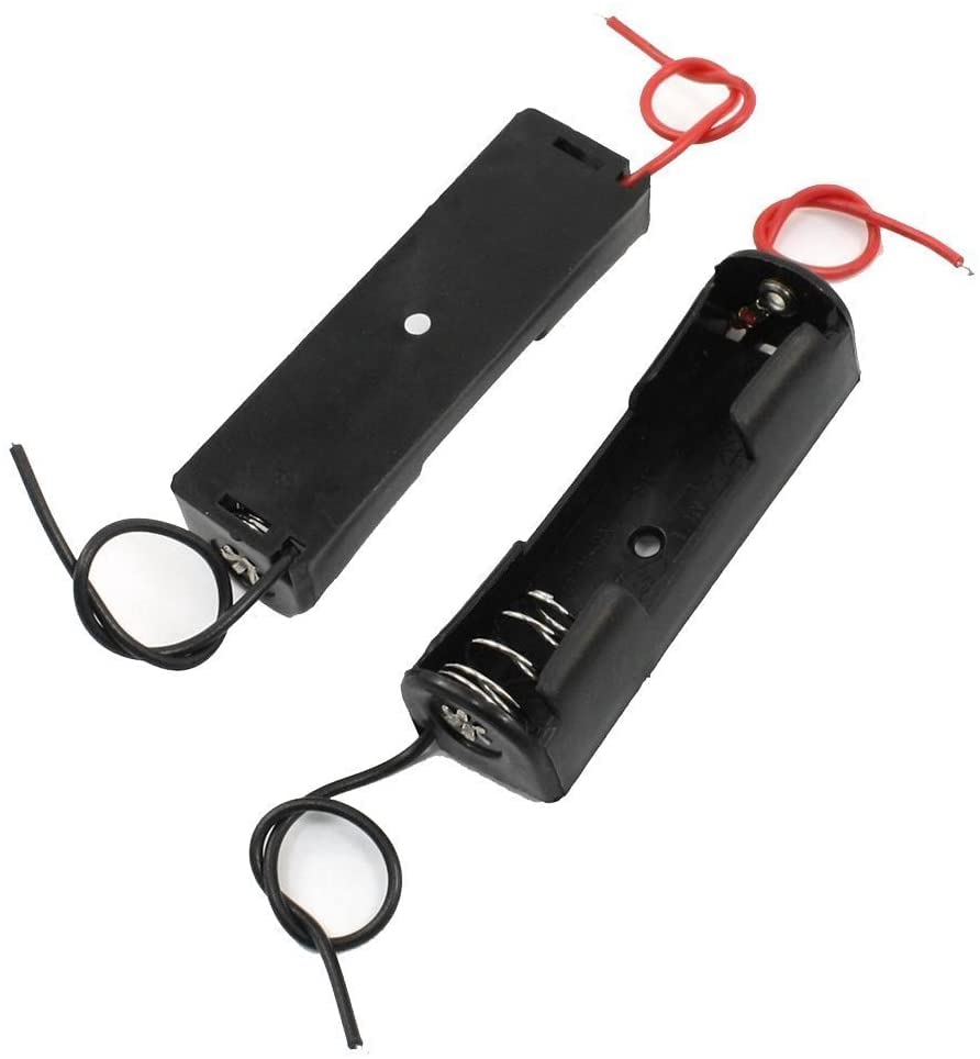 3Pcs 1 x 1.5V AA Battery Spring Clip Black Plastic 1 x 1.5V AA Battery Case Holder Box Black Red Wire Leads