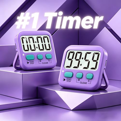 Antonki 2 Pack Digital Timer for Kids Classroom Kitchen Timers for Cooking - color: Fresh Purple