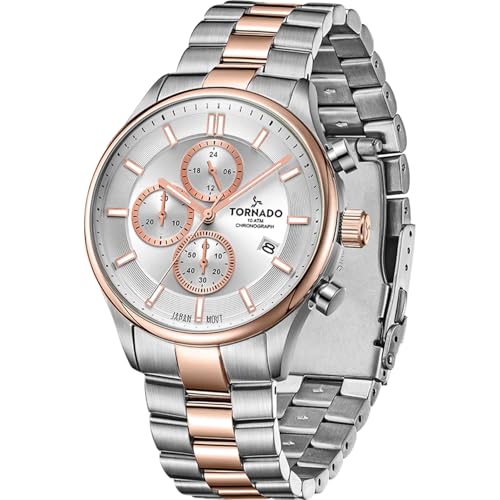 Tornado Celestia Elite Men’s Chronograph Watch | Green Dial, Gold Case & Strap, 42x48mm, 10ATM - T6106B-GBGH - color: White