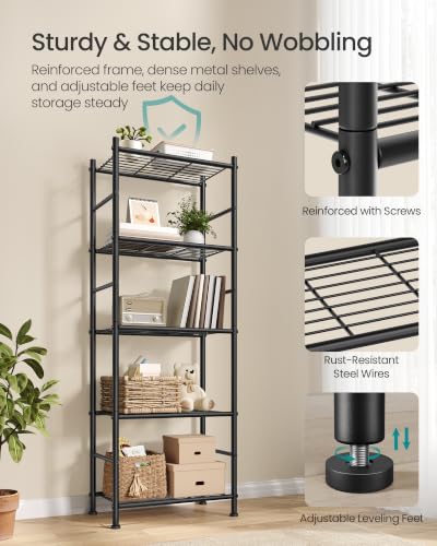 SONGMICS 5-Tier Shelving Unit, Steel Storage Rack, 11.8 x 15.7 x 56.7 Inch - size: 15.7"W, style: 5-Tier