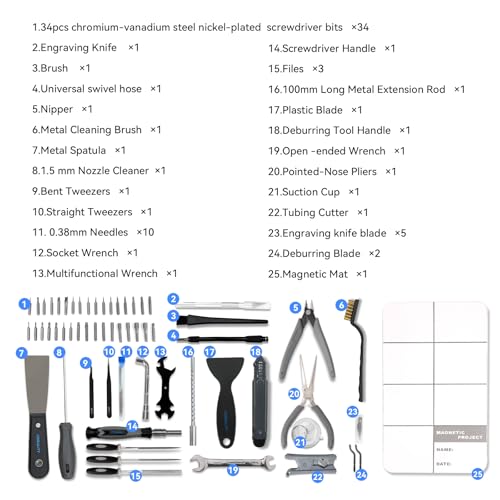 Creality 3D Print Tools Warp Kit 74PCS Comprehensive 3D Printing Tools for 3D Printer Assembling, Nozzle Cleaning, Model Removal Crafting Detailing, Filament Cutting Multi Purpose 3D Printer Tools - style: Tool Wrap Kit