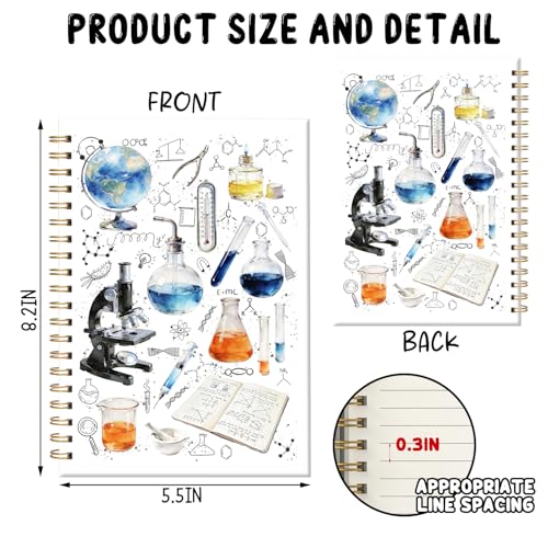 Science Lab Spiral Notebook, STEM Gift for Students and Teachers, Chemistry Journal for Study Notes, Cute Laboratory Scientist Themed Planner, 5.5x8.3 Inch Back to School Supplies - color: Blue Green Yellow, style: Science Lab