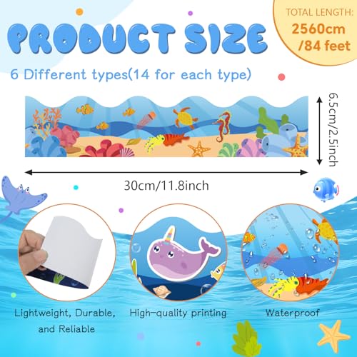 84 ft Ocean Bulletin Board Borders, Ocean Border for Bulletin Board - color: Ocean
