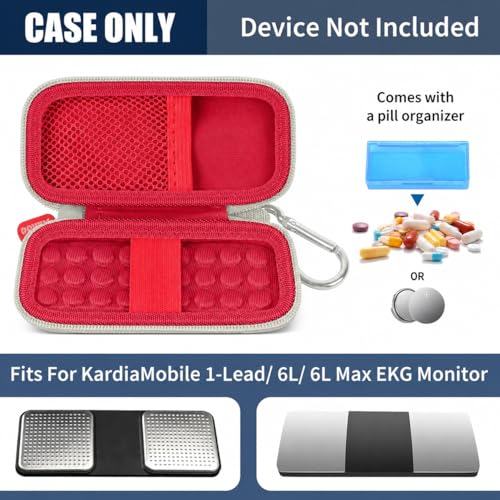 ALKOO Hard EKG Monitor Case for AliveCor KardiaMobile 1-Lead 6L and 6L Max - color: Red