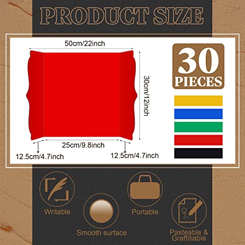 Censen 30 Pcs Trifold Display Board Bulk 12 x 20 Inch Small Colorful Poster - color: Colorful
