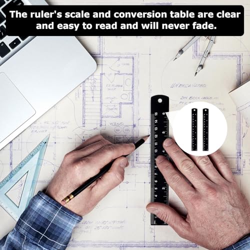 2 Pack 6 Inch Metal Ruler,Stainless Steel
