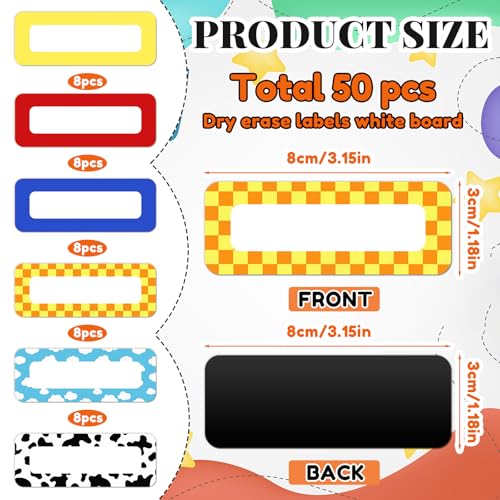 Spakon 50 Pcs Magnetic Name Tags Home Classroom Decor, Cartoon Story - style: Cartoon Story