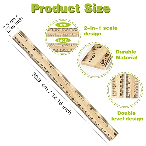 ZZTX 3 Pack Wooden Ruler 12 Inch(30 cm) - color: 3 Pack, 12 Inch