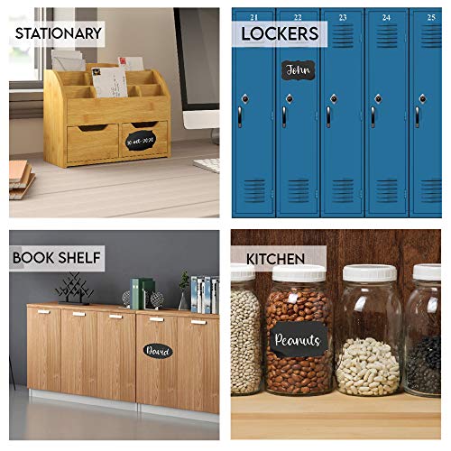 Mantah 200pcs Multiple Shapes Chalkboard Labels with 2 White Chalk Markers, Reusable Waterproof Jar Labels for Storage, Food Containers, Office Use - size: 200 PCS, Multiple Shapes