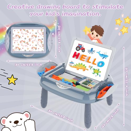 MAYESAR Magnetic Board for Kids, 1-2 Year Old Boy Gifts with Magnetic Letters and Numbers, Toddler Easel for Boy Birthday Christmas Gift (Blue) - color: Blue