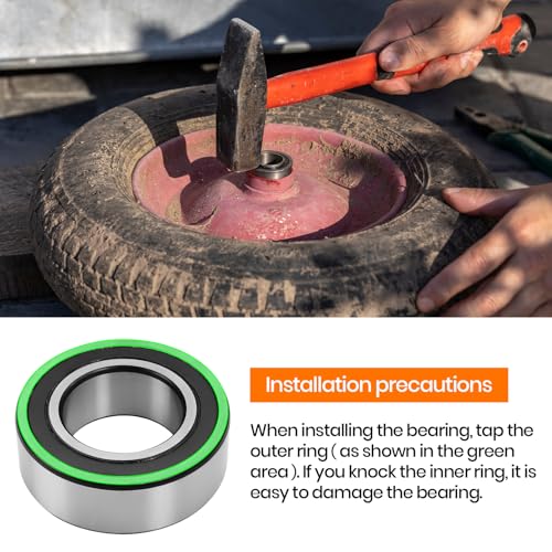 (4-Pack) 5/8" Bearings Carbon Steel - ID 5/8" x OD 1-3/8" Applicable Lawn Mower, Wheelbarrows, Carts and Hand Trucks Wheel Bearings Replacement - size: 5/8" Hole