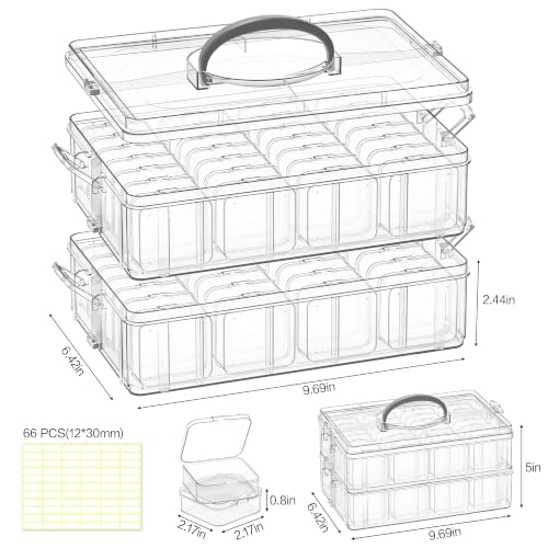 DILIBRA Bead Organizer Box, 2-Tier Stackable 56 Pcs Craft Storage Boxes - color: 2-Tire 56 Pcs