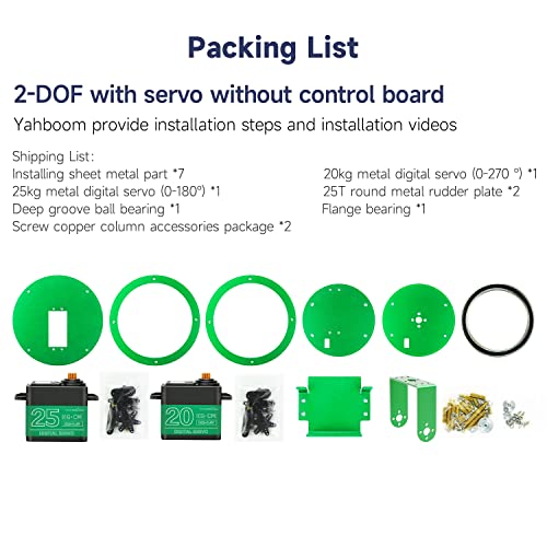Yahboom 2-DOF Servo Pan-Tilt Kit for DIY Robot, Electric Platform with Metal Servo, Accessories for Camera or Robot Arms Bracket (2DOF Metal servo Without Control Board)