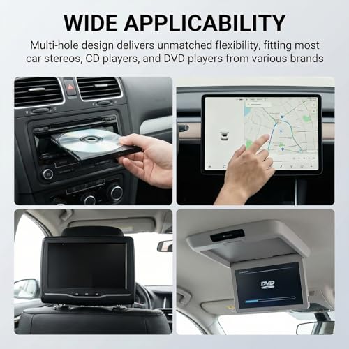 2PCS Double DIN Car Radio Installation Kit, Metal Mounting Brackets with Screws, Professional Automotive Audio Stereo Repair Tool, Universal Vehicle Radio Mounting Set