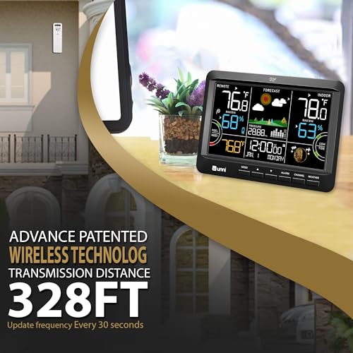 Weather Station Indoor Outdoor Thermometer Wireless Atomic Clock Black - color: Black
