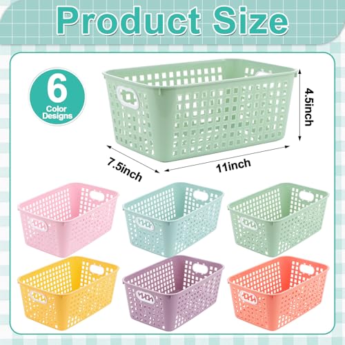 gisgfim 6 Pack Medium Plastic Book Baskets 11 × 7.5 × 4.5 inches Classroom Storage Baskets for Papers Book Storage Plastic Baskets Versatile Storage Solution for Classroom HOM and Office (Pastel) - color: Pastel