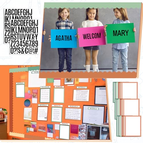 Sinload 92 Pcs Science Fair Board Supplies 60 Trim Scalloped Poster Boards 18 Presentation Subtitles 6 Project Titles 8 Letter Sticker for Classroom Display Boards(Boho Color,Wave) - color: Boho Color, style: Wave