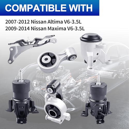 Engine Motor Mounts Set - Compatible with Nissan Altima 2007-2012,Nissan Maxima 2009-2014,Replace# A7362 A4356HY A4355HY A4365HY A7363 A7361 - size: Altima 3.5L 07-12 Auto