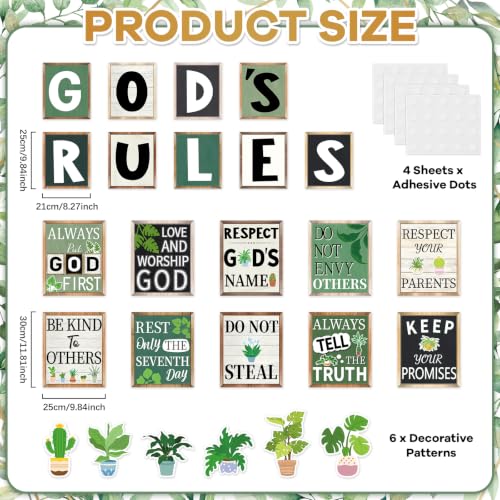 Afniimyapt 25PCS Gods Rules Poster Set for Wall Sign - color: Green