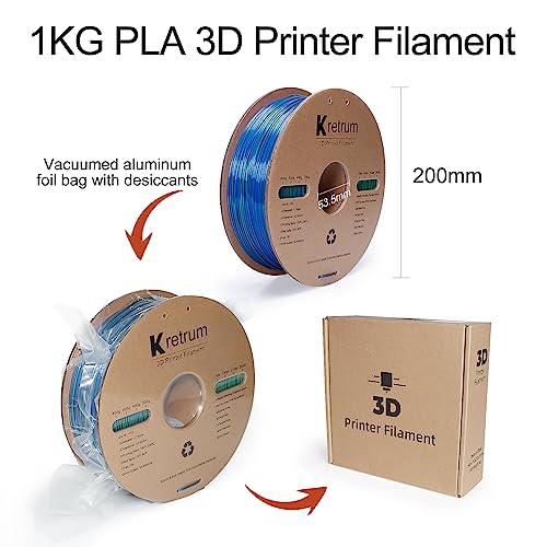 Kretrum Tri Color Silk PLA 3D Printer Filament 1.75mm Silk PLA Color Changing 3D Printing Filament 1kg / 2.2lbs Red & Green & Blue - color: Silk Tri-color: Red&green&blue (1kg)