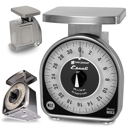 San Jamar Ms Series Mechanical Dial Scale Manual Food Scale with 2 Pound Capacity for Kitchens, Restaurants, And Cooking, Metal, 32 Ounces, Silver - style: Modern