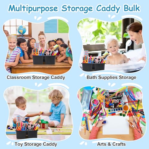 Threehoney 12 Pack Classroom Caddy 3 Compartment with Handle, Black - color: Black