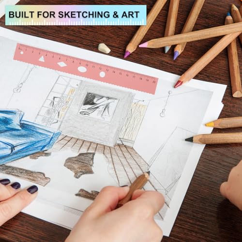 PATIKIL Geometry Set 2Pcs 8" Aluminum Ruler & 4 Triangles, Metal Protractor - color: Gradient Blue, size: 8 Inch