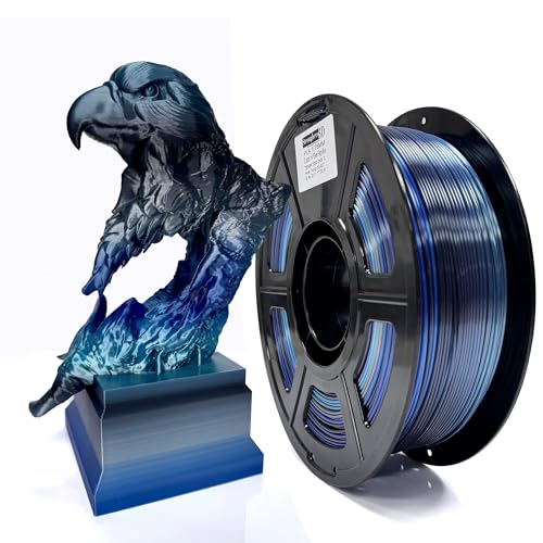 3D Printer PLA Filament 1.75mm,Silk Filament,Silk pla Filament,Black,Silk Silver,Blue,Cyan,Accuracy +/-0.05mm Net Weight 1kg(2.2lbs) - color: Pla_n2_silk Silver Galaxy Blue