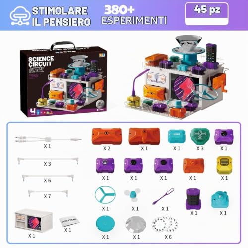 STEM Electronics Kit for Kids 3+, 45 Circuit Parts, 380 Experiments