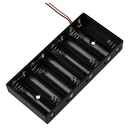 8-AA Slots Battery Spring Clip Holder Case Plastic Storage Box Flat Wires 12V DC