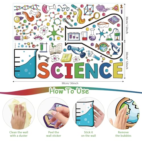 LHIUEM Large Science Wall Decals Colorful Chemistry Laboratory Wall Sticker - color: Science Room Sticker
