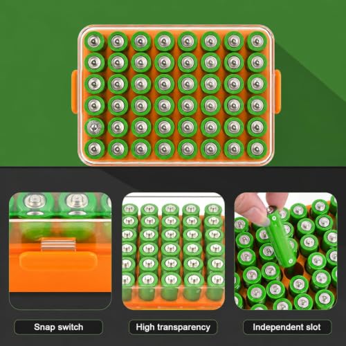 ALCYON Plastic Battery Storage Organizer for 48 AA Batteries - color: Orange, size: Large 48+AA Batteries